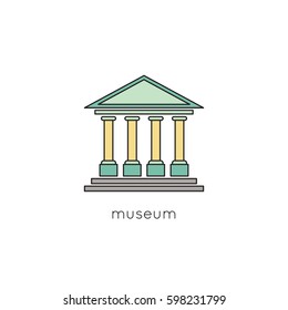 Museum vector thin line icon. Colored isolated symbol. Logo template, element for travel agency products, tour brochure, excursion banner. Simple mono linear modern design.