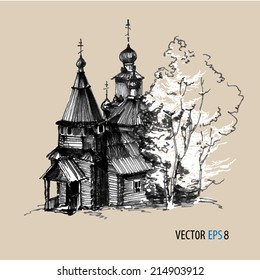 The Museum of wooden architecture in Russia. Orthodox wooden Church