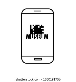 Museum in your smartphone. Online excursions. The virtual gallery. Digital art. Concept. Icon. Vector flat illustration