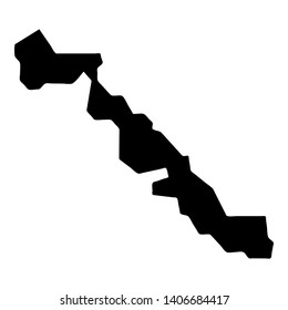 Musha Cay map. Isolated black island outline. Vector illustration.