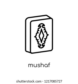 Mushaf icon. Trendy modern flat linear vector Mushaf icon on white background from thin line Religion collection, editable outline stroke vector illustration