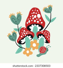 Mushrom illustration. Graphic and design