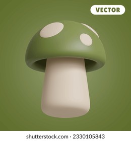 mushroom 3D vector icon set, on a green background