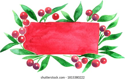 Mushroom, acorn, grass and fern with wood brown rectangle copy space area for decoration on autumn and spring season events.