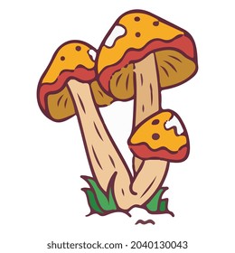 mushroom amanita Caesarea illustration icon vector