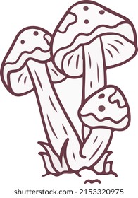  mushroom amanita caesarea stroke vector