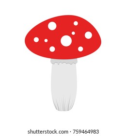 Mushroom Amanita in flat design. Vector illustration. Red mushroom on white background.