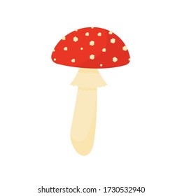 Mushroom amanita icon isolated on white background. Cartoon style. Vector illustration.