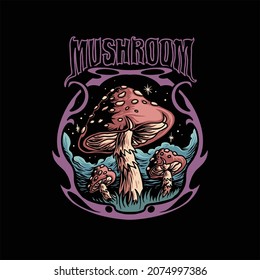 mushroom art illustration vector design