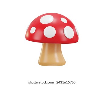 mushroom autumn icon 3d rendering vector illustration