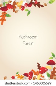 Mushroom, autumn leaves and nut on background for decoration on autumn festival.