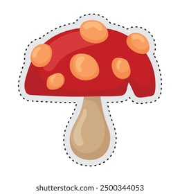 Mushroom Autumn sticker icon Vector illustration