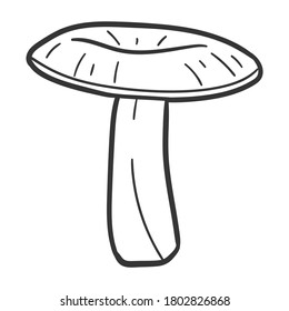 Mushroom Autumn Traditional Doodle. Icons Sketch Hand Made. Design Vector Line Art.