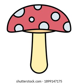 mushroom in autumn using soft color and filled line style