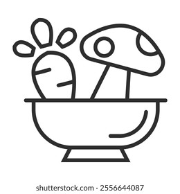 Mushroom and avocado icon, Healthy food, Fruit and vegetable symbol outline icon, editable vector illustration and transparent graphic element. Isolated on white background
