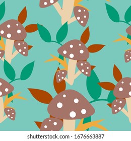 Mushroom Background. Mushroom Seamless Pattern 