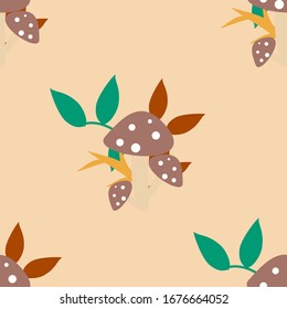 Mushroom Background. Mushroom Seamless Pattern 