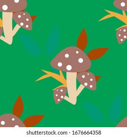 Mushroom Background. Mushroom Seamless Pattern 