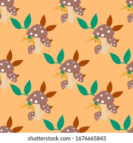 Mushroom Background. Mushroom Seamless Pattern 
