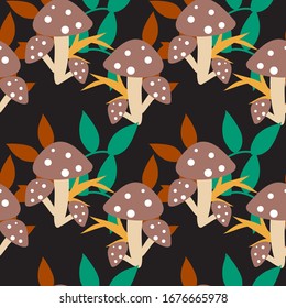 Mushroom Background. Mushroom Seamless Pattern 