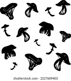 mushroom background vector pattern silhouette 