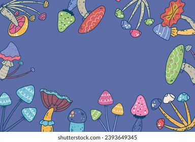 Mushroom banner abstract forest nature space background concept. Vector graphic design illustration
