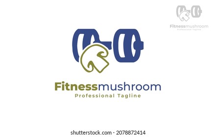 Mushroom barbell logo design. vector