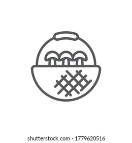 Mushroom basket vector icon symbol food isolated on white background