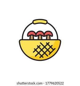 Mushroom basket vector icon symbol food isolated on white background