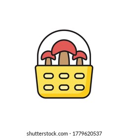 Mushroom basket vector icon symbol food isolated on white background