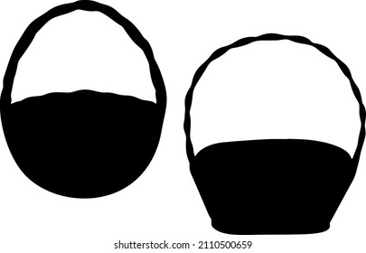Mushroom baskets with a handle. Vector image.