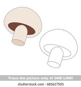 Mushroom to be traced only of one line, the tracing educational game to preschool kids with easy game level, the colorful and colorless version.