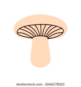 Mushroom with beige cap and gill lines underneath