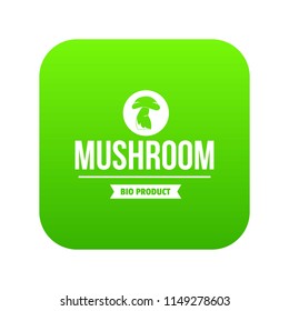 Mushroom bio product icon green vector isolated on white background