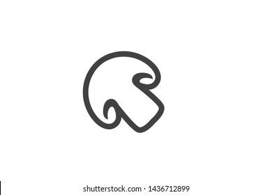 Mushroom black line icon vector on white background