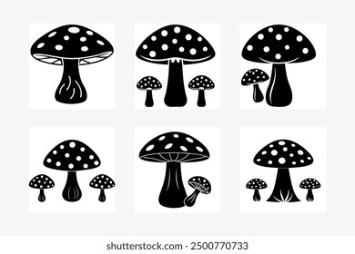 Mushroom Black and White Vector Illustration 