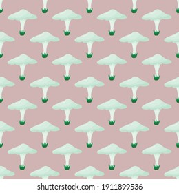 mushroom blue toadstool, seamless pattern