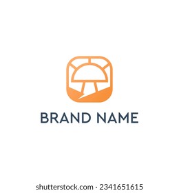 Mushroom box simple logo design vector