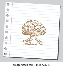 Mushroom brain ( sketch style drawing ).