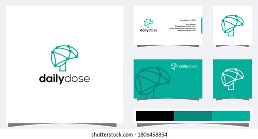 Mushroom and brain technology logo design and business card