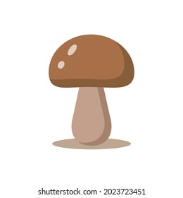 Mushroom with a brown cap. Isolated on a white background. Vector flat illustration