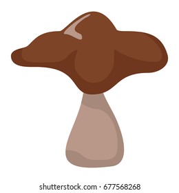 Mushroom with brown hat on white background element for mushroom design