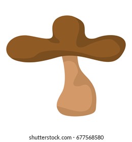 Mushroom with brown hat on white background element for mushroom design