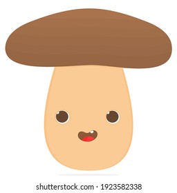Mushroom  brown kawaii cute fruits cartoon vector design illustration