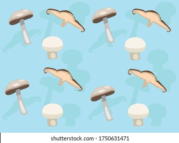 Mushroom Button Shiitake Portabello Vector Seamless Background Wallpaper-01