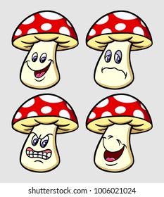 mushroom cartoon character emoticon icon vector. Good use for symbol, icon, mascot, sticker, sign, or any design you want.