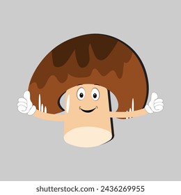 Mushroom cartoon character in various gestures, Set illustration mushroom mascot with various different expressions of cute emotion in comic style for graphic designer, vector illustration