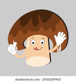 Mushroom cartoon character in various gestures, Set illustration mushroom mascot with various different expressions of cute emotion in comic style for graphic designer, vector illustration