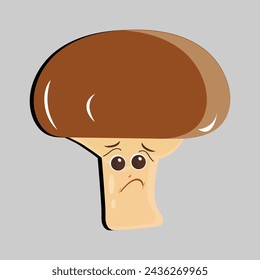 Mushroom cartoon character in various gestures, Set illustration mushroom mascot with various different expressions of cute emotion in comic style for graphic designer, vector illustration