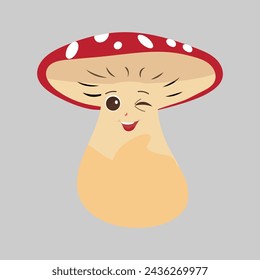 Mushroom cartoon character in various gestures, Set illustration mushroom mascot with various different expressions of cute emotion in comic style for graphic designer, vector illustration